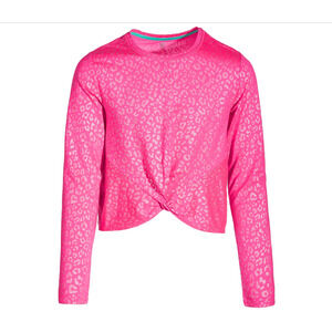 ID Ideology Big Girls Leopard Print Twist T-Shirt Molten Pink Size L